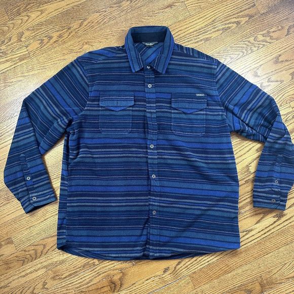 Eddie Bauer Shirt Adult XL Chamois Button Up Blue Outdoor Striped READ - Picture 1 of 11